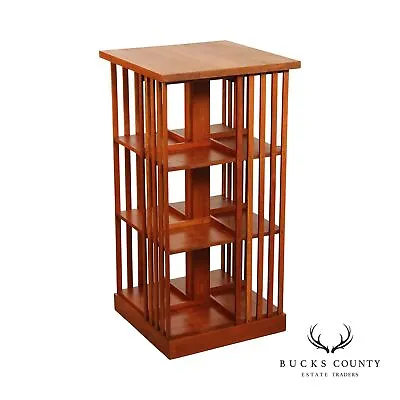 Stickley Mission Collection Cherry Three-Tier Revolving Bookcase • $1695