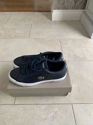 Mens Lacoste Leather Navy Trainers Size 8 • £4.20