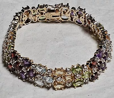 Vintage Ross Simons Tennis Bracelet Multi Gemstone Sterling Silver Vermeil  • $139