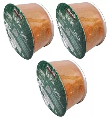 3Pack Kirkland Wire Edged Burnt Orange Fall Leaf Metallic Sheer Ribbon 50yd X 2. • $26.99