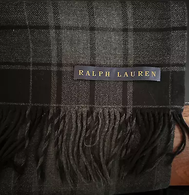 Polo RALPH LAUREN 53 X82  Black Plaid Chilean Wool Throw. • $149.99