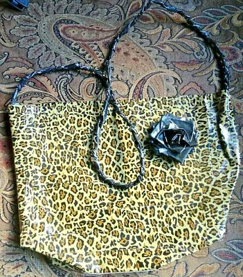 Cheetah Duct Tape Purse Bag Black Rose Flower • $15