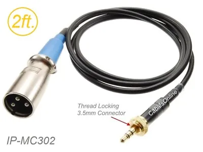 2ft 3.5mm TRS Locking Male To XLR 3-Pin Male Cable For Sennheiser/Sony Mic Syst. • $22.95