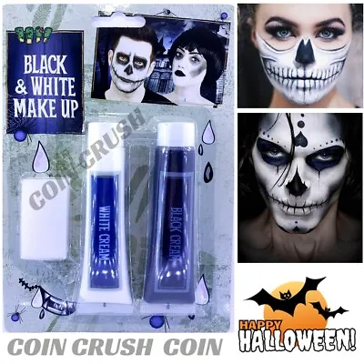 Halloween Black & White Face Paint Fancy Dress Zombie Vampire Cream Make Up Tube • £4.99
