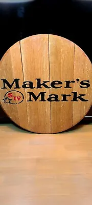 21  MAKER'S MARK Bourbon SOLID OAK Whiskey Barrel Head Lid Sign Man Cave Decor • $119.95