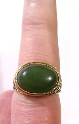 Vintage 18kt HGE Gold & Oval Jade? Ring Size 7.75 • $24.99