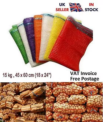 Net Raschel Sacks Vegetables Logs Kindling Wood Log Mesh Bags 45x60 Cm 15 Kg • £16.47