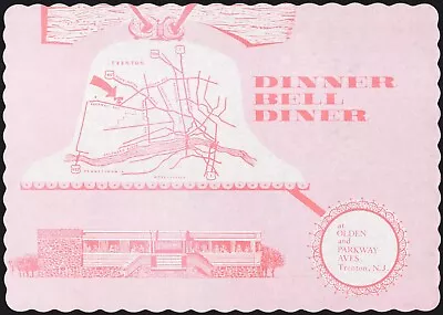 Vintage Placemat DINNER BELL DINER Restaurant And Map Pics Trenton New Jersey • $9.99