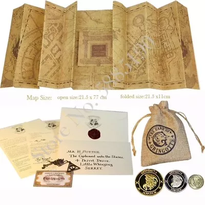 £17.99 • Buy The Marauders Map Hogwarts Necklace Gryffindor Wand Wizard Harry Potter