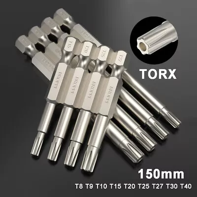 Long Reach Torx Star Hex Security Bit Tamper Proof Screwdriver Bits 150mm T8-T40 • £2.46