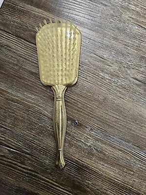 Vintage Gold Hairbrush Looks Unused Antique Decor Floral Design Great Detail  • $10