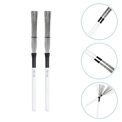  2 Pcs White Steel Drum Brush Stainless Wire Brushes Cajon Accessories • £11.04
