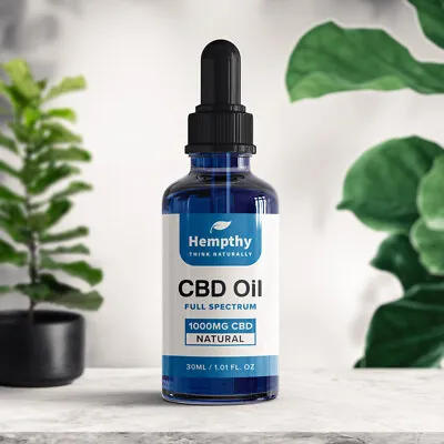 Hempthy CBD Oil Drops 1000mg - Natural Flavour - 30ml - Full Spectrum • £19.99