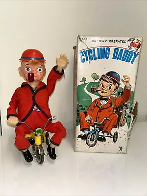 Vintage 1960's Cycling Daddy Irish Tin Litho Toy Bicycle Trike Japan Not Working • $50
