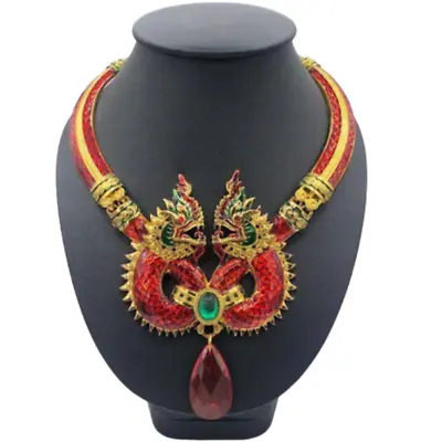 Naga Red Necklace Thai Jewelry Buddha Amulet Pendant Talisman Lucky Wealth • $83.09