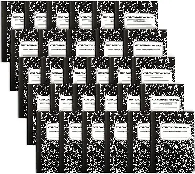 Mini Composition Notebook Cute 30 Pack Black Narrow Ruled Mini Composition Book • $39.47