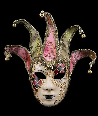 Mask From Venice Volto Jolly Red Black IN 5 Spikes Carnival Fancy Dress - 1636 • $102.55