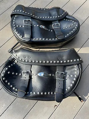 Two Vintage Leather Harley-Davidson Motorcycle Saddle Bags • $151