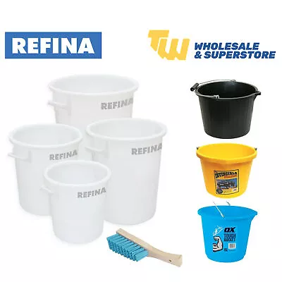 Refina Large Plastering Rendering Plaster Mixing Bucket & Cleaning Brushes • £25.99