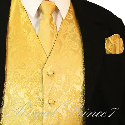 NEW Men's Paisley Design Dress Vest And Neck Tie Hankie Set For Suit Or Tuxedo • $25.36