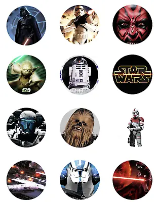 12 Star Wars Edible Paper Cupcake Cookie Toppers CHOOSE SIZE Pre Cut • $5