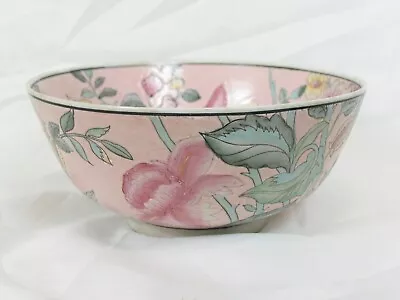 1970s Oriental Chinoiserie Chinese Large Hand-Painted Floral Bowl Macau • $59.99