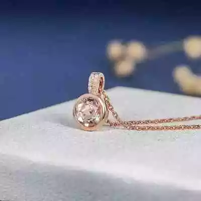 1.50Ct Round Cut Lab-Created Morganite Women Pendant 14k Rose Gold Plated • $101.07