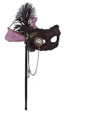 Steampunk Venetian Mask Costume Accessory Monocle Feather Wings Chain Key Gears • $12.95