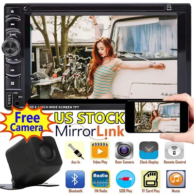 Fit GMC Sierra 1500 2500 3500 HD Car DVD Radio FM Bluetooth Stereo 2Din & Camera • $113.48