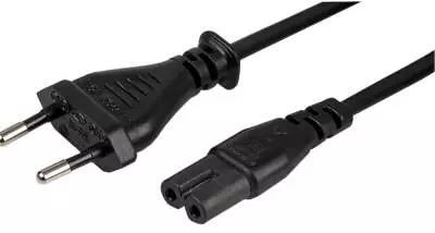 £3.29 • Buy 2m Long Euro EU European Plug Figure Of 8 C7 2 Pin AC Mains Power Cable Lead