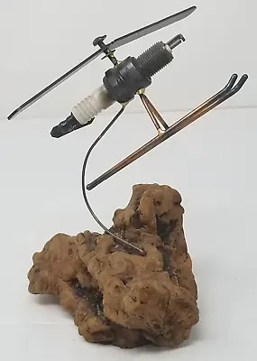 Spark Plug Helicopter Sculpture Rock Base Man Cave Desk Mid Century 1960s • $59.95