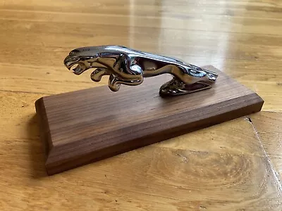 Jaguar Leaping Cat Chrome Mascot On Walnut Wooden Plinth / Desk Ornament • £75