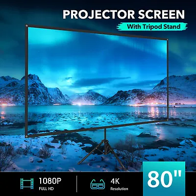 $84.95 • Buy Projector Screen 4K 80-inch Tripod Stand Home Theatre Outdoor Cinema Camping