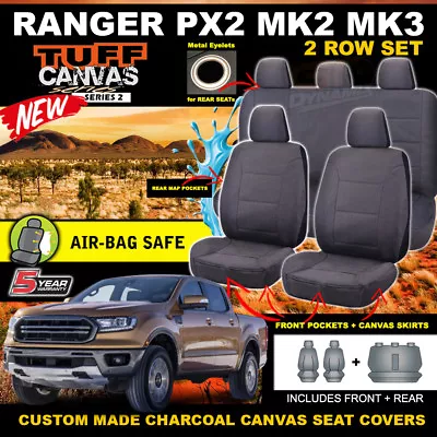 TUFF Canvas Seat Covers FORD PX2 RANGER MK2 MK3 XL XLT Wildtrack 6/2015-22 CHARC • $219