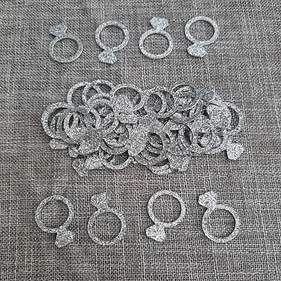 £2.99 • Buy 50 Silver Glitter Ring Table Confetti Decorations Hen Party/Engagement/Wedding