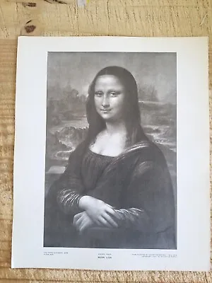 MONA LISA BY DA VINCI.VTG EXTRA SIZE 12 X10  PERRY ENGRAVING PRINT*EP10 • $12.82