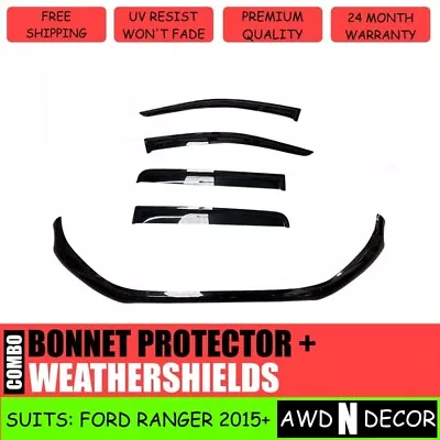 $115.99 • Buy Bonnet Protector + Window Visors Weather Shields To Suit Ford Ranger PX3 2018+