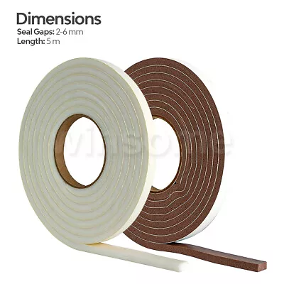 5M Weather Foam Tape Draught Excluder Seal Strip Insulation Window Door Stop • £4.17