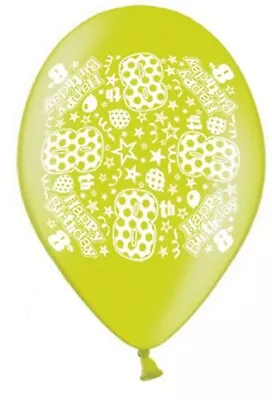 8th BIRTHDAY Latex Balloon In Assorted Colours - Use With Air Or Helium - 10pk • £2.89