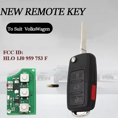 Transmitter Uncut Key For VolksWagen Golf Jetta Remote Key Fob HLO 1J0 959 753 F • $16.68