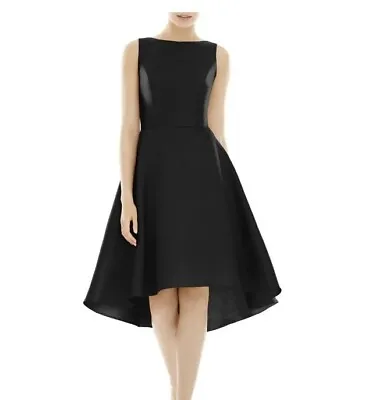 NEW ALFRED SUNG D697 High Low Cocktail Dress FLARE SLEEVELESS BLACK SIZE 8 R **V • $69.99