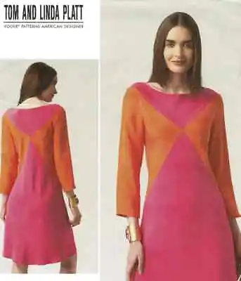 Vogue Sewing Pattern V1326 Tom & Linda Platt Colorblock Dress Misses 8-16 Uncut • $7.15