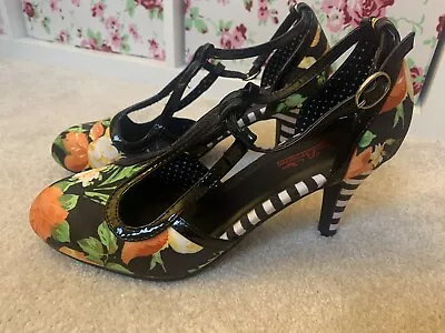 Joe Browns Black Multi Colourful Quirky T-bar Shoes Size 6 • £22