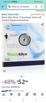 Welch Allyn DS44-11 Durashock Adult Cuff Aneroid Sphygmomanometer • $25