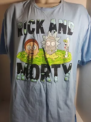 Rick And Morty Size 2XL Portal T-shirt Blue Short Sleeved • $10
