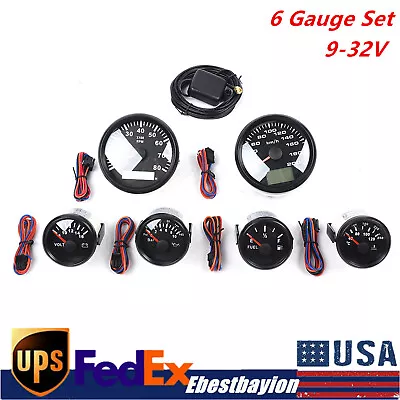 Universal 6 Gauge Set GPS Speedometer 9-32V For Car Truck Marine Boat Waterproof • $127.30