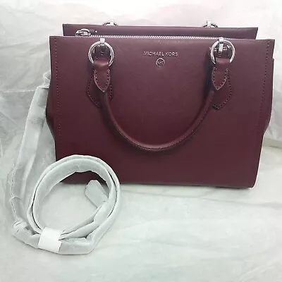 Michael Kors Marilyn Medium Saffiano Leather Merlot Shoulder Strap Bag New • $169.95