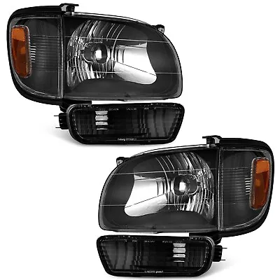 WEELMOTO Headlights Assembly+Corner Light For 2001-2004 Toyota Tacoma Black Lamp • $69.92