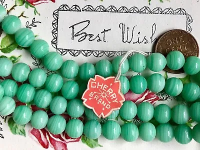 20 Vintage Jade Beads Miriam Haskell Glass Beads 8mm Cherry Brand Japan #B110 • $5