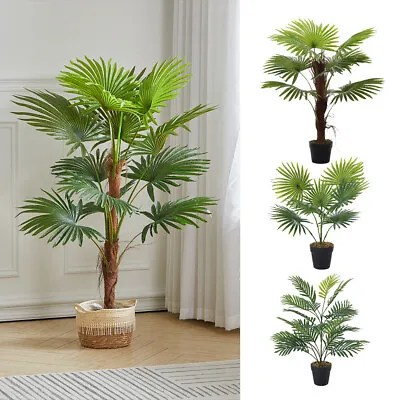 Artificial Palm Plant Realistic Fake Tree Potted Indoor Outdoor Tropical Plants • £35.95